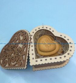Heart shaped gift box file cdr and dxf free vector download for Laser cut CNC