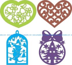 Heart shaped hanging on the tree file cdr and dxf free vector download for Laser cut CNC