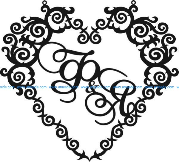 Heart wedding frame file cdr and dxf free vector download for Laser cut CNC