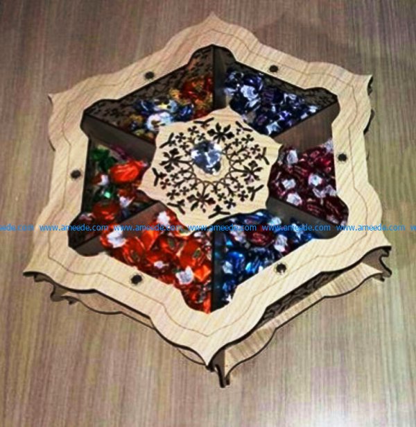 Hexagon tray of candy box file cdr and dxf free vector download for Laser cut CNC