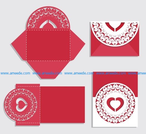 Invitation Red Love file cdr and dxf free vector download for Laser