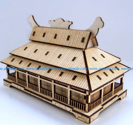 Japanese style house model file cdr and dxf free vector download for Laser cut CNC