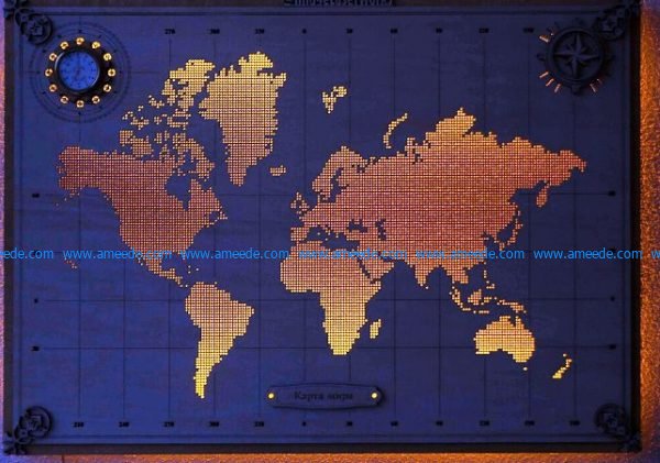 Led lights world map file cdr and dxf free vector download for Laser cut CNC