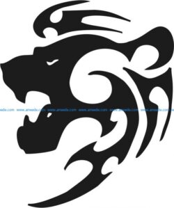 Lion head symbol file cdr and dxf free vector download for print or laser