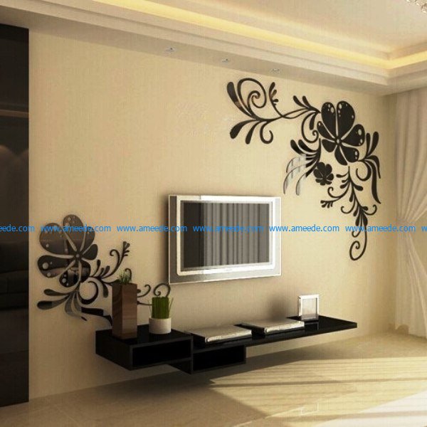 Living room floral pattern file cdr and dxf free vector download for Laser cut CNC