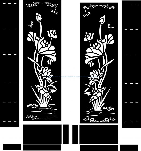 Lotus door file cdr and dxf free vector download for CNC cut