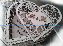 M and H heart-shaped box free vector download for Laser cut CNC