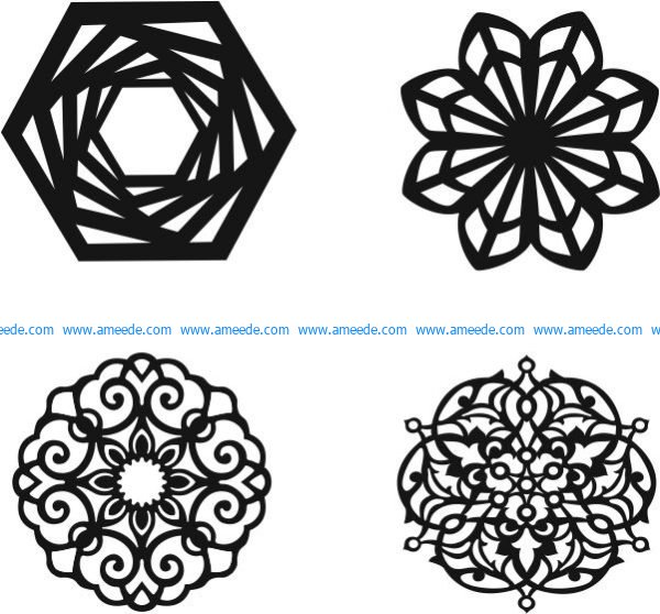 Mandala Silhouette file cdr and dxf free vector download for Laser cut Plasma