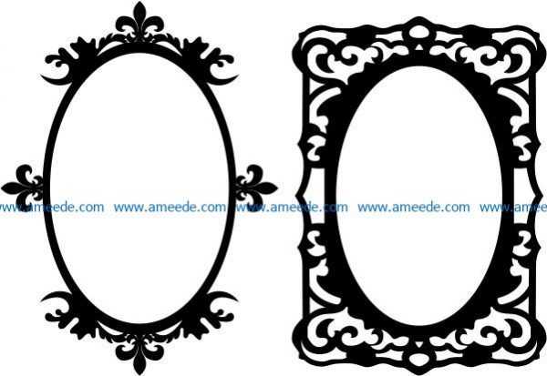 Mirror frame is rectangular and oval file cdr and dxf free vector download for CNC cut
