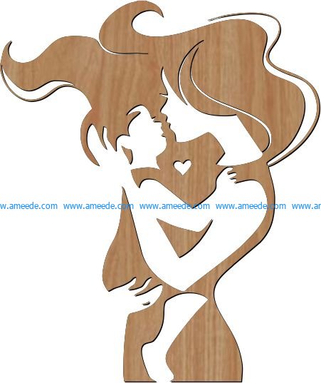 Mom and baby love symbol file cdr and dxf free vector download for print or laser engraving machines
