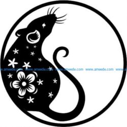Mouse flower in the circle file cdr and dxf free vector download for printers or laser engraving machines