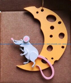 Mouse with moon file cdr and dxf free vector download for Laser cut