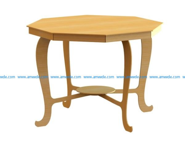 Octagonal wooden table file cdr and dxf free vector download for Laser cut CNC