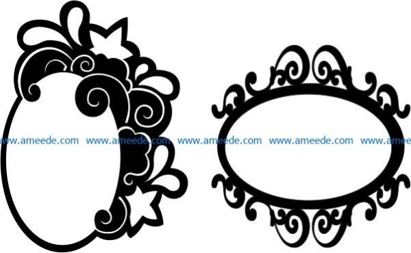 Oval mirror frame file cdr and dxf free vector download for CNC cut
