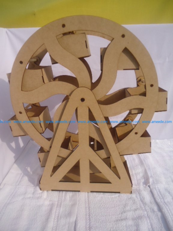 Pastry shelf shaped like a ferris wheel free download vector for CNC Laser Cutting