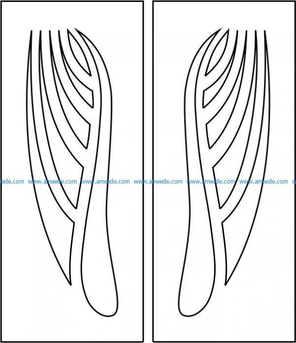 Pattern of wooden door with wings motifs file cdr and dxf free vector download for CNC cut