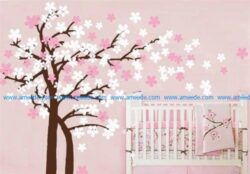 Peach tree decorated the baby’s room free vector download for print or laser engraving machines