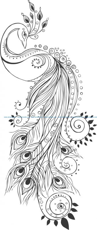 Peacock with henna art file cdr and dxf free vector download for laser engraving machines