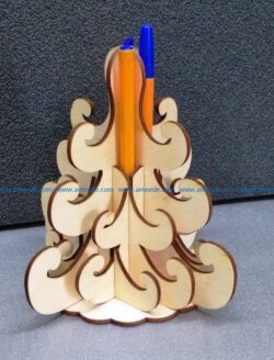 Pine pen holder file cdr and dxf free vector download for Laser cut CNC