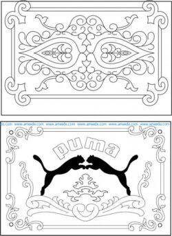 Puma decorative frame file cdr and dxf free vector download for Laser cut CNC