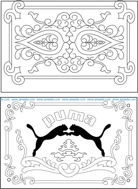 Puma decorative frame file cdr and dxf free vector download for Laser cut CNC