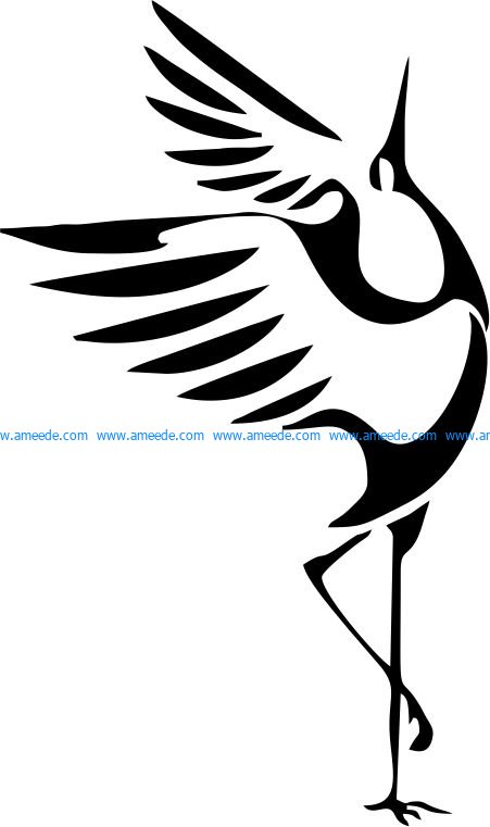 Red-headed crane icon file cdr and dxf free vector download for print or laser engraving machines