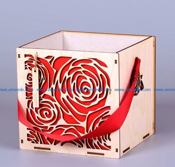 Rose gift box file cdr and dxf free vector download for Laser cut CNC