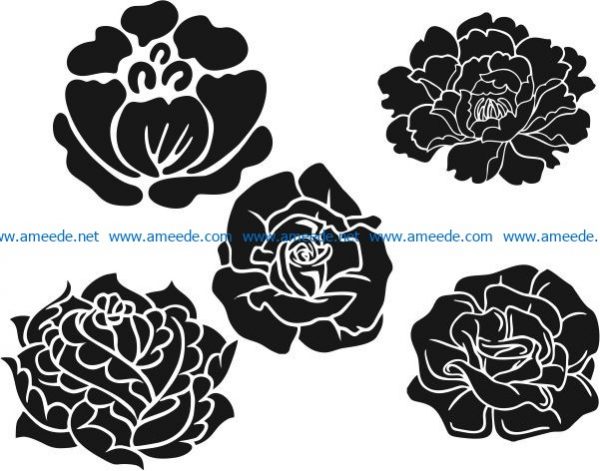 Rose pattern and peony file cdr and dxf free vector download for laser engraving machines