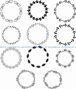Round wreath pattern file download free vector for printer or laser engraving machine