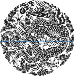 Scrolled dragon pattern file cdr and dxf free vector download for printers or laser engraving machines