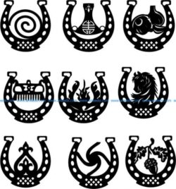 Set of horseshoe decoration  file cdr and dxf free vector download for Laser cut