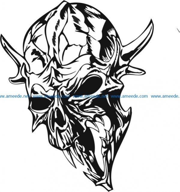 Skull with horns file cdr and dxf free vector download for print or laser engraving machines