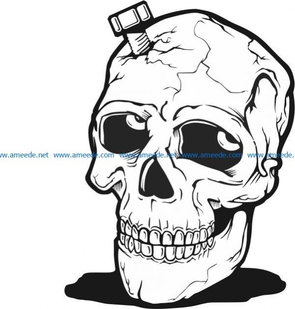 Skull with screws file cdr and dxf free vector download for print or laser engraving machines