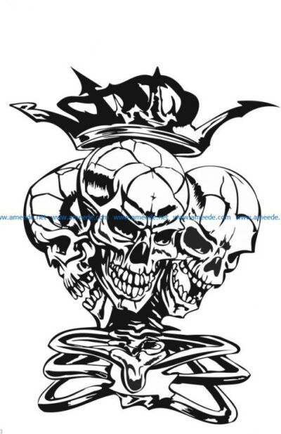 Skulls and crown file cdr and dxf free vector download for print or laser engraving machines