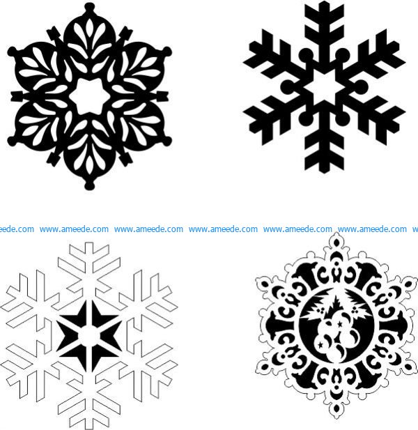 Snowflakes on a pine tree file cdr and dxf free vector download for Laser