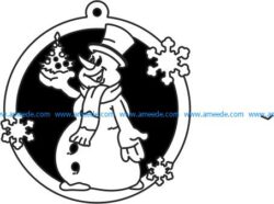 Snowman decorated Christmas tree  file cdr and dxf free vector download for Laser cut Plasma file Decal