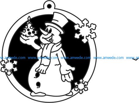 Snowman decorated Christmas tree file cdr and dxf free vector download for Laser cut Plasma file Decal