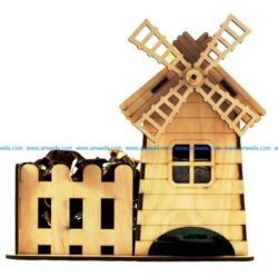 Tea house and windmill  file cdr and dxf free vector download for Laser cut CNC