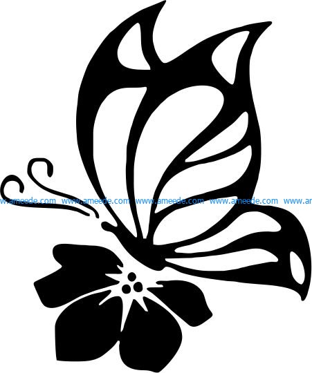 The butterfly is perched on the flower file cdr and dxf free vector download for printers or laser