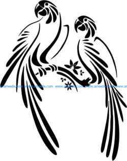 Ticket art two parrots file cdr and dxf free vector download for printers or laser engraving machines