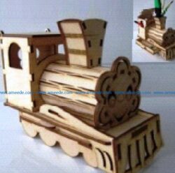Train pen holder file cdr and dxf free vector download for Laser cut CNC