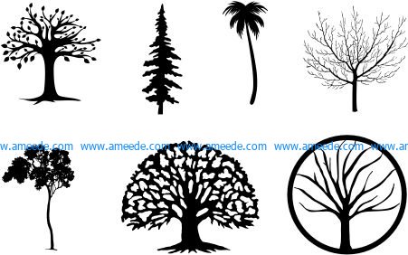 Tree Illustrations file cdr and dxf free vector download for printers or laser engraving machines