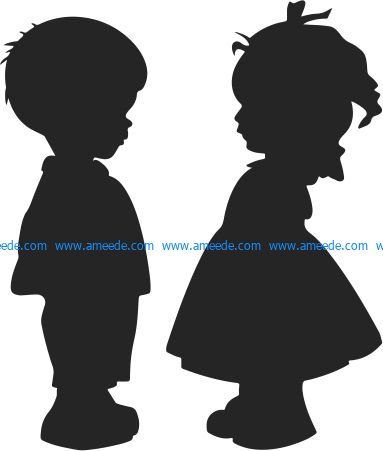 Two lovely babies file cdr and dxf free vector download for print or laser engraving machines