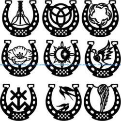 Unique horseshoe motifs file cdr and dxf free vector download for Laser cut