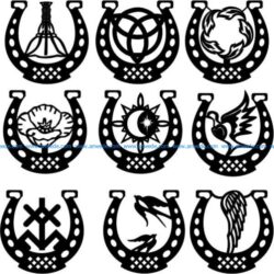 Unique horseshoe motifs E0005851 file cdr and dxf free vector download for Laser cut