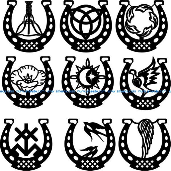 Unique horseshoe motifs file cdr and dxf free vector download for Laser cut CNC