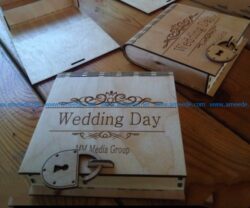 Wedding box with lock file cdr and dxf free vector download for Laser cut