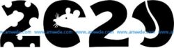 Welcome 2020 with the mouse file cdr and dxf free vector download for printers or laser engraving machines