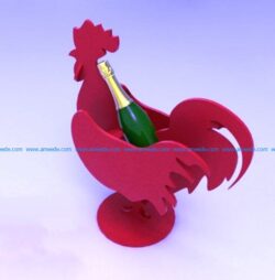 Wine bottle holder rooster file cdr and dxf free vector download for Laser cut CNC