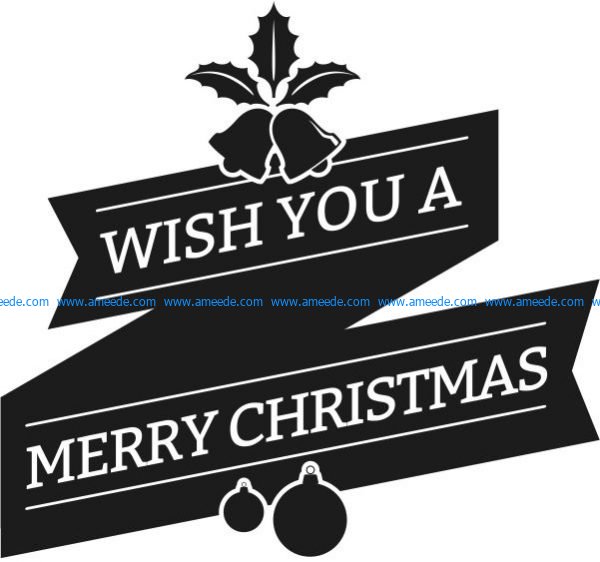 Wish you are merry christmas banner file cdr and dxf free vector download for print or laser engraving machines